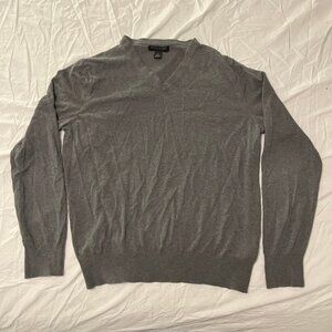 Banana Republic Gray Luxury Blend (Silk, Cotton, & Cashmere) V-Neck Sweater